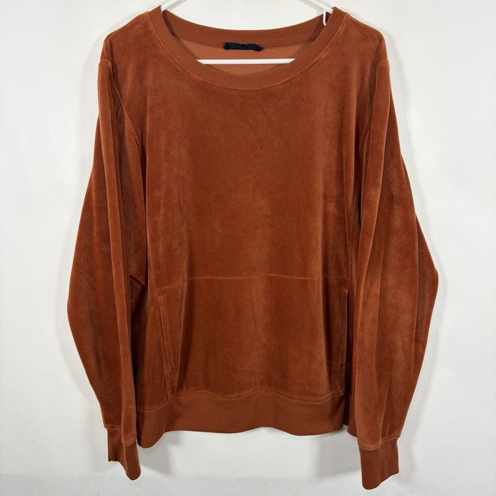 Jane & Delancey Crewneck Velour Oversized Sweatshirt Womens XL Burnt Orange